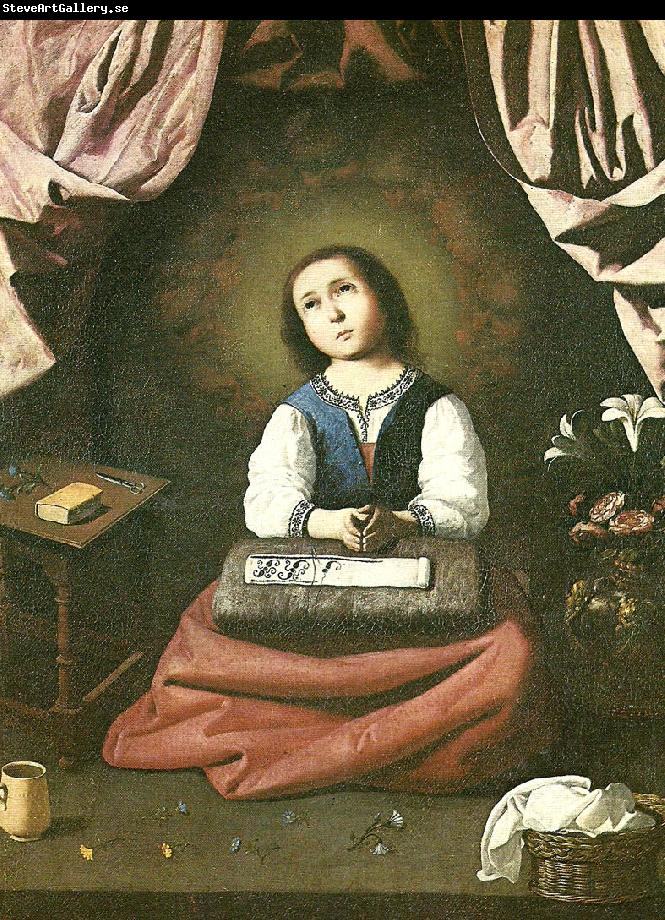 Francisco de Zurbaran the virgin as a girl, praying